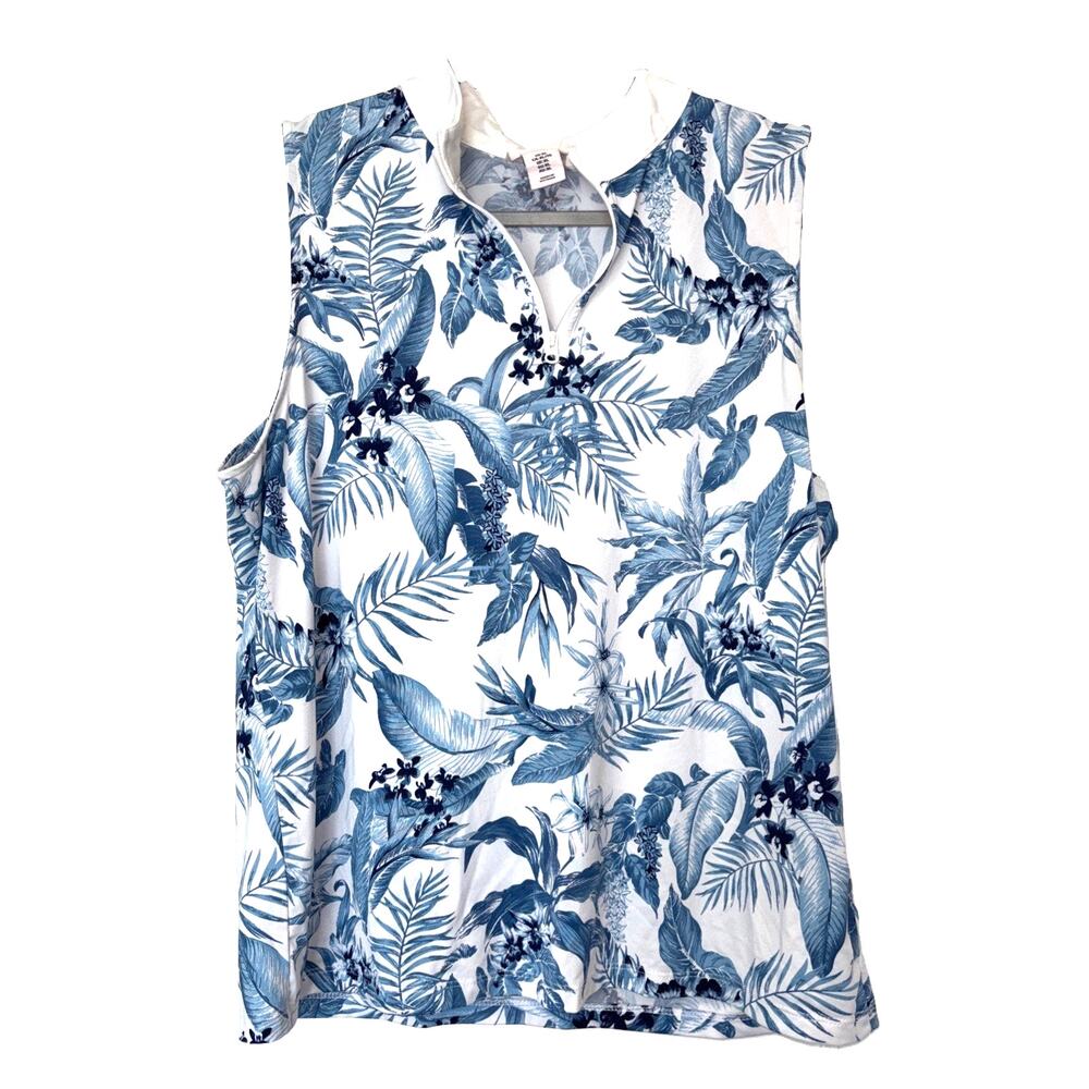 Tommy Bahama Golf pickleball Top Women's XL Active Sleeveless 1/4 Zip Floral
